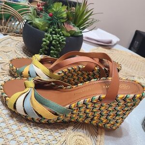 Tory Burch Colorful Woven Wedges